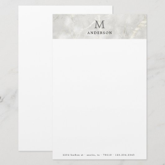 Monogramm aus Perlmarmor Briefpapier (Vorne/Hinten)