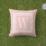 Monogramm aus Pink und weißem klassischem Quadrat Kissen<br><div class="desc">Entwerfen Sie Ihr eigenes, individuelles Kissen in beliebiger Farbkombination, um sich perfekt mit Ihrer Wohngestaltung in jedem Raum abzustimmen! Verwenden Sie die Entwurfswerkzeuge, um die Hintergrundfarbe und die quadratische Randfarbe zu ändern, oder fügen Sie Ihren eigenen Text hinzu, um einen Namen, eine Monogramm-Initiale oder einen anderen speziellen Text einzufügen. Jedes...</div>