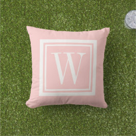 Monogramm aus Pink und weißem klassischem Quadrat Kissen