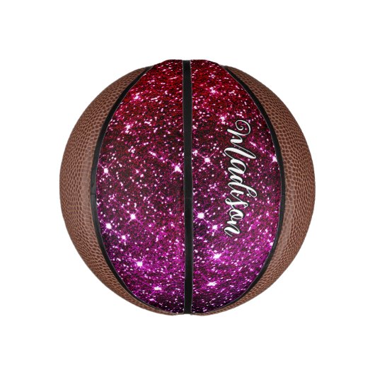 Monogramm aus pinkfarbenem Glitzer Mini Basketball (Vertikal)