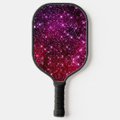 Monogramm aus pinkfarbenem Glitzer Pickleball Schläger (Rückseite)