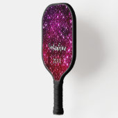 Monogramm aus pinkfarbenem Glitzer Pickleball Schläger (Links)