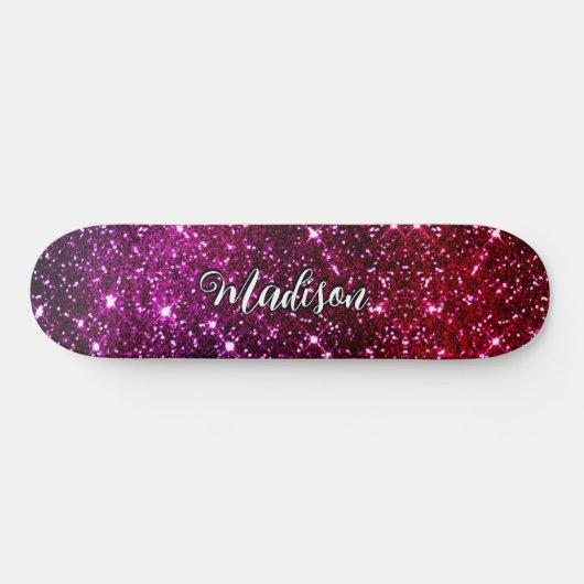 Monogramm aus pinkfarbenem Glitzer Skateboard (Horizontal)