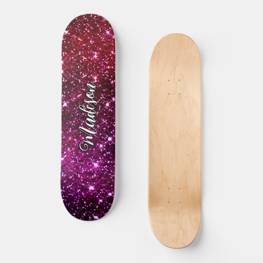 Monogramm aus pinkfarbenem Glitzer Skateboard (Vorderseite)