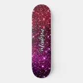 Monogramm aus pinkfarbenem Glitzer Skateboard (Vorderseite)