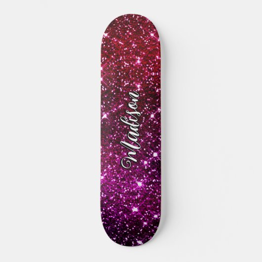 Monogramm aus pinkfarbenem Glitzer Skateboard (Vorderseite)
