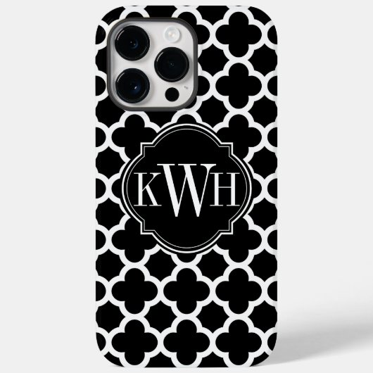 Monogramm aus Quatrefolie Schwarz und Weiß Case-Mate iPhone Hülle (Rückseite)
