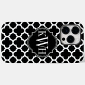 Monogramm aus Quatrefolie Schwarz und Weiß Case-Mate iPhone Hülle (Rückseite (Horizontal))