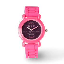 Monogramm aus rosa Steampunk, Metallherzen, Zahnrä Armbanduhr