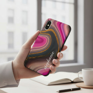 Monogramm aus rosa und goldenem Marmor Case-Mate iPhone Hülle