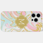 Monogramm aus rosa und goldfarbenem Marmor Case-Mate iPhone Hülle (Rückseite (Horizontal))