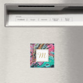 Monogramm aus rosa und grünem Marmor Magnet (In Situ (Geschirrspüler))
