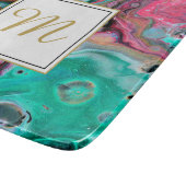 Monogramm aus rosa und grünem Marmor Schneidebrett (Ecke)