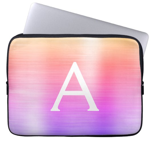 Monogramm aus rosa und Lila Edelstahl Laptopschutzhülle (Vorderseite)