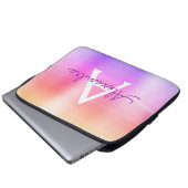 Monogramm aus rosa und Lila Edelstahl Laptopschutzhülle (Vorne Knopf)