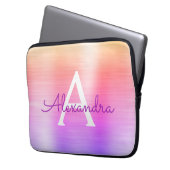 Monogramm aus rosa und Lila Edelstahl Laptopschutzhülle (Vorderseite Links)