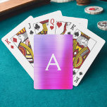 Monogramm aus rosa und Lila Edelstahl Spielkarten<br><div class="desc">Rosa und Lila Ombre Imitate Metallic Foil Edelstahl elegante Monogram Playing Cards. Diese Spielkarten können so angepasst werden,  dass sie Ihren Anfangs- und Vornamen enthalten und ein großartiges Gastgeschenk für eine Geburtstagsfeier,  ein Brautparty oder einen Junggeselinnen-Abschied machen.</div>