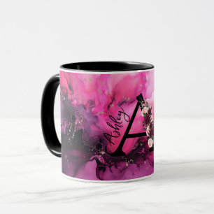 Monogramm aus rosa und Lila Marmor Buchstaben A Tasse