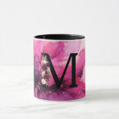 Monogramm aus rosa und Lila Marmor Tasse (Zentrum)