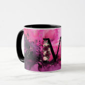 Monogramm aus rosa und Lila Marmor Tasse (Vorderseite Links)