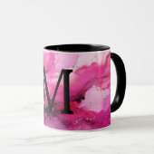 Monogramm aus rosa und Lila Marmor Tasse (VorderseiteRechts)