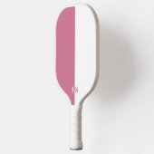 Monogramm aus rosa und weißem, modernen Streifen Pickleball Schläger (Links)
