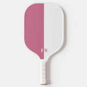 Monogramm aus rosa und weißem, modernen Streifen Pickleball Schläger (Vorderseite)