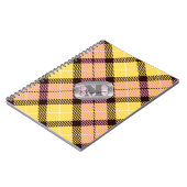 Monogramm aus rosafarbenem, Kariertem Tartan-Metal Notizblock (Linke Seite)