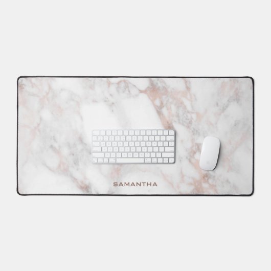 Monogramm aus Rose und weißem Marmor Schreibtischunterlage (Tastatur & Maus)