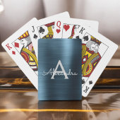 Monogramm aus rostfreiem Edelstahl, modern, blau Spielkarten