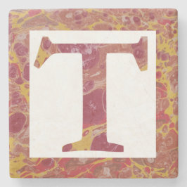 Monogramm aus rotem und gelbem Stein Steinuntersetzer