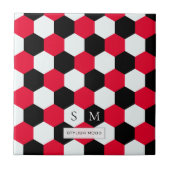 Monogramm aus roten, schwarzen und weißen Hexagone Fliese (Vorderseite)