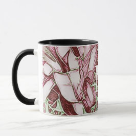 Monogramm aus roter und weißer Blume Tasse