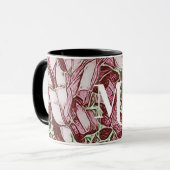 Monogramm aus roter und weißer Blume Tasse (Vorderseite Links)