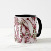 Monogramm aus roter und weißer Blume Tasse (VorderseiteRechts)
