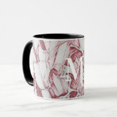 Monogramm aus roter und weißer Blume Tasse (Vorderseite Links)