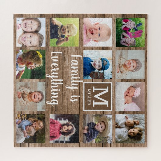 Monogramm aus rustikalem Holz 13 Fotolage Puzzle (Horizontal)