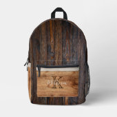 Monogramm aus rustikalem Holz Bedruckter Rucksack (Vorderseite)