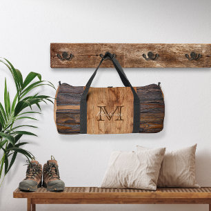 Monogramm aus rustikalem Holz Duffle Bag