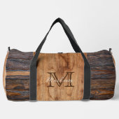 Monogramm aus rustikalem Holz Duffle Bag (Vorderseite)