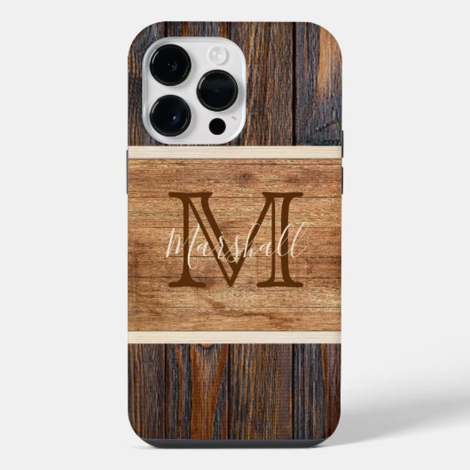 Monogramm aus rustikalem Holz iPhone Hülle (Rückseite)