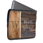 Monogramm aus rustikalem Holz Laptopschutzhülle (Vorne Rechts)