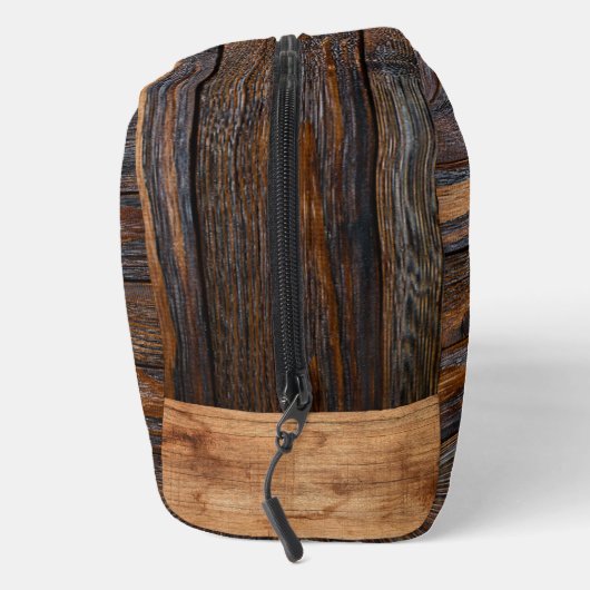 Monogramm aus rustikalem Holz Waschbeutel (Rechts)