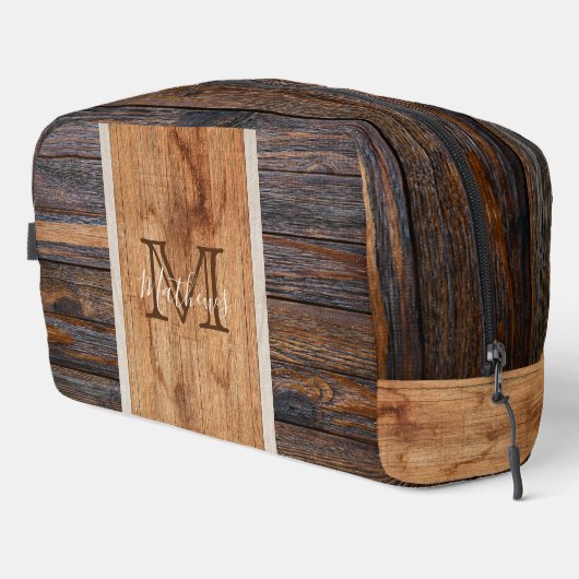 Monogramm aus rustikalem Holz Waschbeutel (Rechte Ecke)