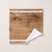 Monogramm aus rustikalem Holztonband Badhandtuch Set (Waschlappen)