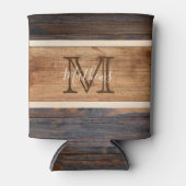 Monogramm aus rustikalem Holztonband Dosenkühler (Vorderseite)