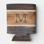 Monogramm aus rustikalem Holztonband Dosenkühler (Rückseite)