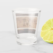 Monogramm aus rustikalem Holztonband Schnapsglas (Rückseite)
