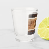 Monogramm aus rustikalem Holztonband Schnapsglas (Links)