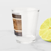 Monogramm aus rustikalem Holztonband Schnapsglas (Rechts)